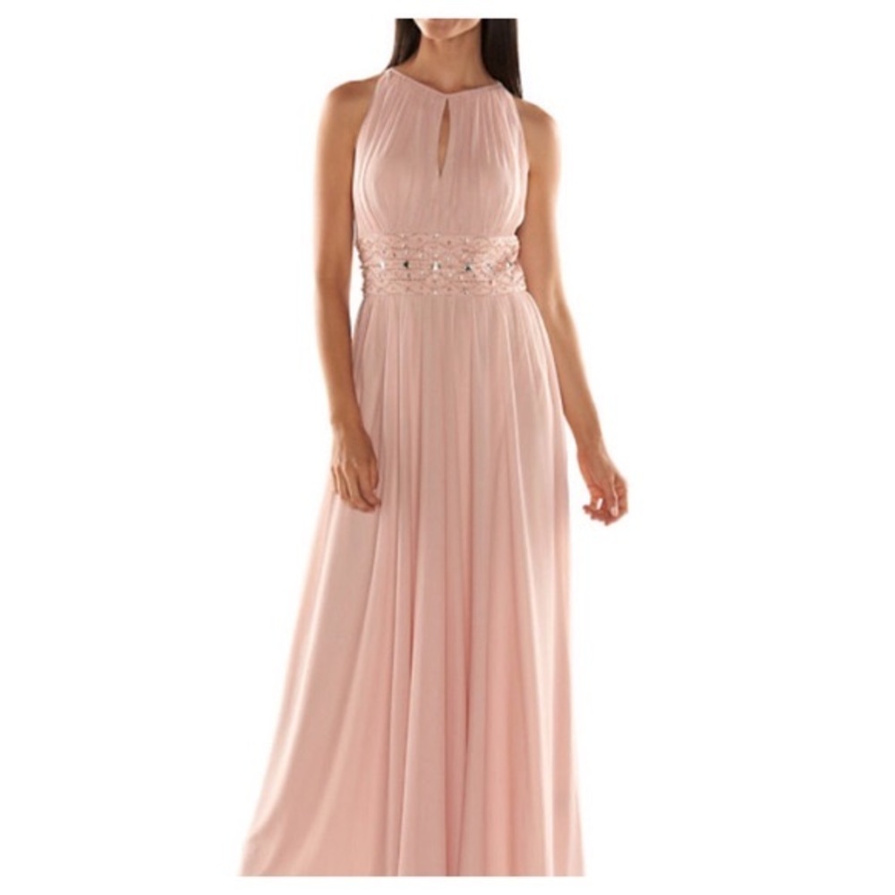 Blush Beaded Halter Gown MOB / Bridesmaid / Prom